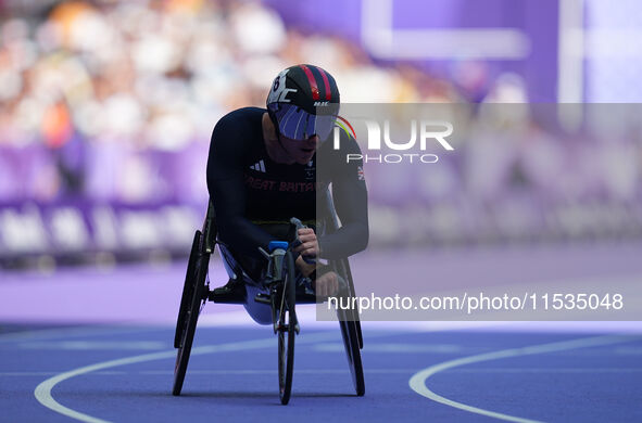 Nathan Maguire of Great Britain in action in Men's 400m - T54 Round 1 during the Paris 2024 Paralympic Games at Stade de France on September...