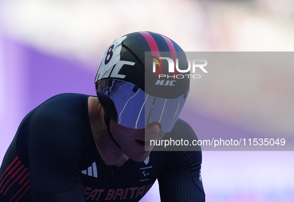 Nathan Maguire of Great Britain in action in Men's 400m - T54 Round 1 during the Paris 2024 Paralympic Games at Stade de France on September...