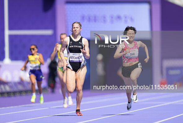 Danielle Aitchison of New Zealand in action in Women's 200m - T36 Final during the Paris 2024 Paralympic Games at Stade de France on Septemb...