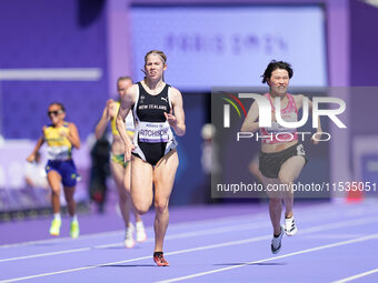 Danielle Aitchison of New Zealand in action in Women's 200m - T36 Final during the Paris 2024 Paralympic Games at Stade de France on Septemb...