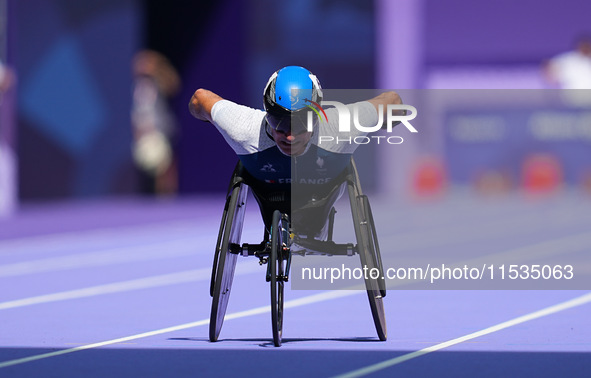 Pierre Fairbank of France in action in Men's 400m - T53 Round 1 during the Paris 2024 Paralympic Games at Stade de France on September 1, 20...