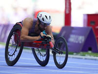 Brian Siemann of United States of America in action in Men's 400m - T53 Round 1 during the Paris 2024 Paralympic Games at Stade de France on...