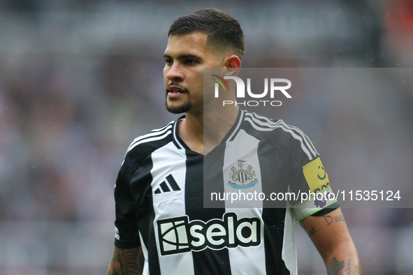 Newcastle United's Bruno Guimaraes during the Premier League match between Newcastle United and Tottenham Hotspur at St. James's Park in New...