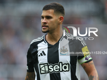 Newcastle United's Bruno Guimaraes during the Premier League match between Newcastle United and Tottenham Hotspur at St. James's Park in New...