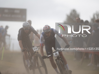 Jordan Sarrou of France competes in the UCI Mountain Bike World Championships Men in Pal Arinsal, Andorra, on September 1, 2024. (