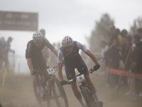 Jordan Sarrou of France competes in the UCI Mountain Bike World Championships Men in Pal Arinsal, Andorra, on September 1, 2024. (