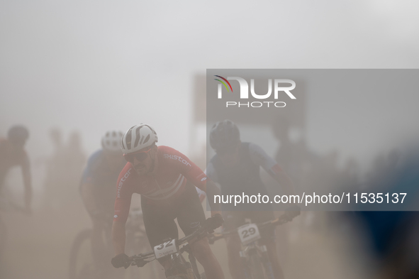 Sebastian Fini of Denmark participates in the UCI Mountain Bike World Championships Men in Pal Arinsal, Andorra, on September 1, 2024. 