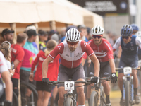 Martins Blums of Latvia participates in the UCI Mountain Bike World Championships Men in Pal Arinsal, Andorra, on September 1, 2024. (