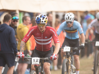 Simon Andreassen of Denmark participates in the UCI Mountain Bike World Championships Men in Pal Arinsal, Andorra, on September 1, 2024. (