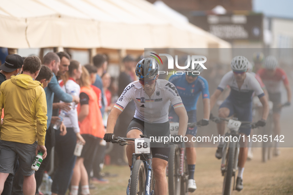 Reinhard Kaiser of Germany participates in the UCI Mountain Bike World Championships Men in Pal Arinsal, Andorra, on September 1, 2024. 