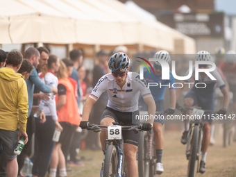 Reinhard Kaiser of Germany participates in the UCI Mountain Bike World Championships Men in Pal Arinsal, Andorra, on September 1, 2024. (