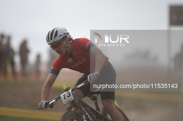 Diego Del Campo of Chile participates in the UCI Mountain Bike World Championships Men in Pal Arinsal, Andorra, on September 1, 2024. 