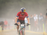 Martin Vidaurre of Chile competes in the UCI Mountain Bike World Championships Men in Pal Arinsal, Andorra, on September 1, 2024. (