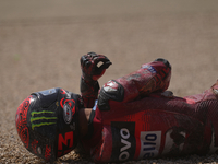 Francesco Pecco Bagnaia (1) of Italy and Ducati Lenovo Team after crashing during the race day of the Gran Premio GoPro de Aragon at Motorla...