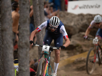 Victor Koretzky of France competes in the UCI Mountain Bike World Championships Men in Pal Arinsal, Andorra, on September 1, 2024. (