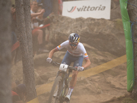 Thomas Pidcock of Great Britain participates in the UCI Mountain Bike World Championships Men in Pal Arinsal, Andorra, on September 1, 2024....