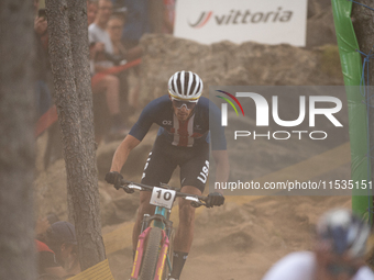 Christopher Blevins of the USA participates in the UCI Mountain Bike World Championships Men in Pal Arinsal, Andorra, on September 1, 2024....