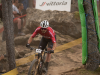 Sebastian Fini of Denmark participates in the UCI Mountain Bike World Championships Men in Pal Arinsal, Andorra, on September 1, 2024. (