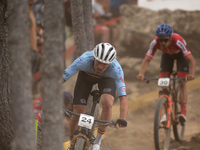 Pierre De Froidmont of Belgium participates in the UCI Mountain Bike World Championships Men in Pal Arinsal, Andorra, on September 1, 2024....