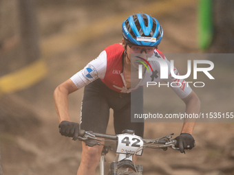 Luca Schatti of Switzerland participates in the UCI Mountain Bike World Championships Men in Pal Arinsal, Andorra, on September 1, 2024. (