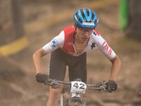 Luca Schatti of Switzerland participates in the UCI Mountain Bike World Championships Men in Pal Arinsal, Andorra, on September 1, 2024. (