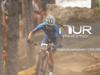 Filippo Fontana of Italy participates in the UCI Mountain Bike World Championships Men in Pal Arinsal, Andorra, on September 1, 2024. (