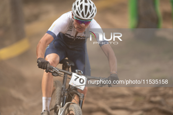 Agustin Duran of Argentina participates in the UCI Mountain Bike World Championships Men in Pal Arinsal, Andorra, on September 1, 2024. 