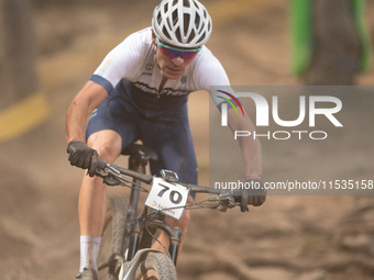 Agustin Duran of Argentina participates in the UCI Mountain Bike World Championships Men in Pal Arinsal, Andorra, on September 1, 2024. (