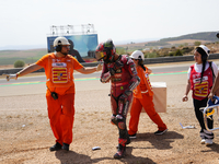 Francesco Pecco Bagnaia (1) of Italy and Ducati Lenovo Team after crashing during the race day of the Gran Premio GoPro de Aragon at Motorla...