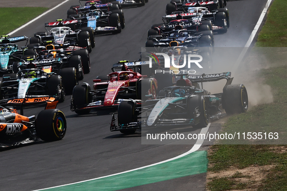 George Russell of Mercedes during the Formula 1 Italian Grand Prix at Autodromo Nazionale di Monza in Monza, Italy on September 1, 2024. 