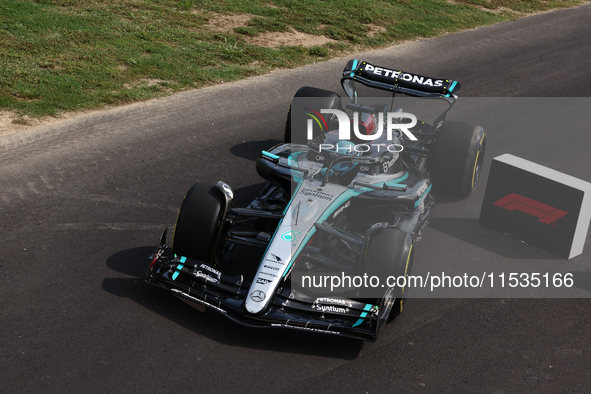 George Russell of Mercedes during the Formula 1 Italian Grand Prix at Autodromo Nazionale di Monza in Monza, Italy on September 1, 2024. 