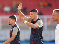 Roberto Piccoli of Cagliari Calcio during the Serie A match between Lecce and Cagliari in Lecce, Italy, on August 31, 2024. (