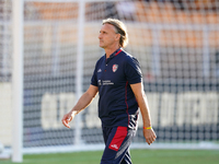 Davide Nicola, head coach of Cagliari Calcio, watches the Serie A match between Lecce and Cagliari in Lecce, Italy, on August 31, 2024. (