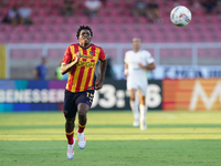 Patrick Dorgu of US Lecce is in action during the Serie A match between Lecce and Cagliari in Lecce, Italy, on August 31, 2024. (