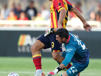 Nikola Krstovic of US Lecce is in action during the Serie A match between Lecce and Cagliari in Lecce, Italy, on August 31, 2024. (