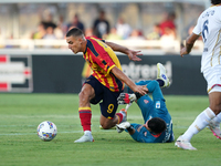 Nikola Krstovic of US Lecce is in action during the Serie A match between Lecce and Cagliari in Lecce, Italy, on August 31, 2024. (