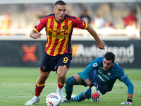 Nikola Krstovic of US Lecce is in action during the Serie A match between Lecce and Cagliari in Lecce, Italy, on August 31, 2024. (