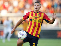 Nikola Krstovic of US Lecce is in action during the Serie A match between Lecce and Cagliari in Lecce, Italy, on August 31, 2024. (