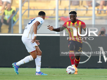 Lameck Banda of US Lecce is in action during the Serie A match between Lecce and Cagliari in Lecce, Italy, on August 31, 2024. (