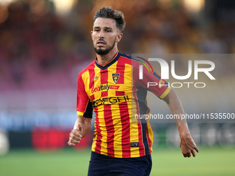 Remi Oudin of Us Lecce is in action during the Serie A match between Lecce and Cagliari in Lecce, Italy, on August 31, 2024. (