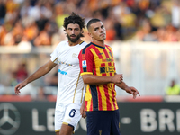 Nikola Krstovic of US Lecce is in action during the Serie A match between Lecce and Cagliari in Lecce, Italy, on August 31, 2024. (