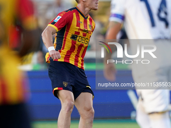 Balthazar Pierret of Us Lecce is in action during the Serie A match between Lecce and Cagliari in Lecce, Italy, on August 31, 2024. (