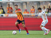 Ylber Ramadani of US Lecce is in action during the Serie A match between Lecce and Cagliari in Lecce, Italy, on August 31, 2024. (