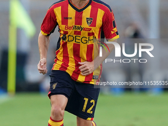 Frederic Gilbert of US Lecce is in action during the Serie A match between Lecce and Cagliari in Lecce, Italy, on August 31, 2024. (