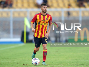 Frederic Gilbert of US Lecce is in action during the Serie A match between Lecce and Cagliari in Lecce, Italy, on August 31, 2024. (