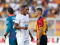 Nikola Krstovic of US Lecce is in action during the Serie A match between Lecce and Cagliari in Lecce, Italy, on August 31, 2024. (