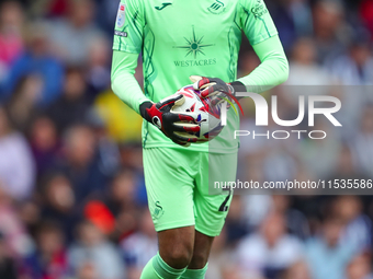 Lawrence Vigouroux, goalkeeper of Swansea City, during the Sky Bet Championship match between West Bromwich Albion and Swansea City at The H...