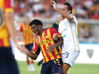 Patrick Dorgu of US Lecce is in action during the Serie A match between Lecce and Cagliari in Lecce, Italy, on August 31, 2024. (