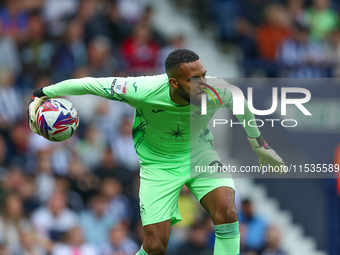 Lawrence Vigouroux, goalkeeper of Swansea City, during the Sky Bet Championship match between West Bromwich Albion and Swansea City at The H...