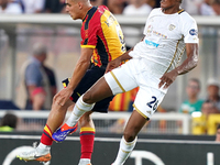 Nikola Krstovic of US Lecce is in action during the Serie A match between Lecce and Cagliari in Lecce, Italy, on August 31, 2024. (